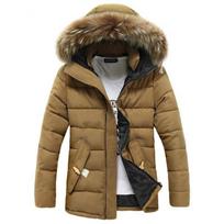 Prabangus vyriškas parkas su gobtuvu iš dirbtinio kailio, pamušalu ir pašiltinimu, šilta žiemos striukė Brown,2XL black