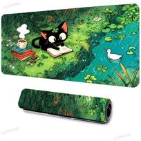 Cute cartoon black cat Mouse Pad Large Gaming Mousepad XXL Keyboard Gamer Office Table Mats Anti-slip HD Mousepad Long Desk Mat 600x300x2mm green