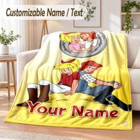 Bibi Blocksberg Custom Name Flannel Throw Blanket Soft Warm for Sofa Bed Indoor Home Use 100cmx150cm