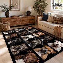 Pitbull Dog Collage Print Decor Area Rug, Pet‑Themed Floor Mat for Living Room, Bedroom, Indoor Home Decoration 60cmx90cm brown