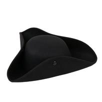 Jack Hat Cosplay Pirate Hat Solid Color Adult Tricorn Hat Feathers Top Hat  Costume Accessories Style 3