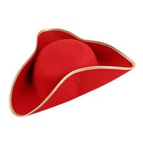 Jack Hat Cosplay Pirate Hat Solid Color Adult Tricorn Hat Feathers Top Hat  Costume Accessories Style 4 red
