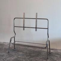 Mobile TV Stand Stainless Steel Modern Simple Rolling TV Cart for 32-75 Inch TVs with Storage Basket in Living Room Bedroom