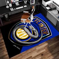 1pc FC Inter Milan logo Print Area Rug - Soft,Washable Non-Slip Indoor Mat for Office Chairs,Living Room,Home Office Decorative Rug 50cmx80cm