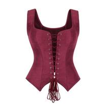 Polyester Stretch Roleplay Top Cosplay Pirate Costume Vest Comfortable for Stage Show, Theme Party Wear, Halloween, Photo Use M black