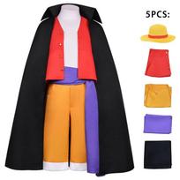 Wano šalies Cosplay vyriškas rinkinys su Monkey D Luffy ir skrybėle 3XL black