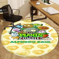 Plants vs. Zombies Pattern Round Rug, Indoor/Outdoor Mat, for Picnic, Gameroom, Bedroom, Office, Living Room, Home Decor Carpet, Birthday Gift 120cmx120cm