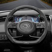 Suitable for Hyundai Anti-Slip Suede Steering Wheel Cover for Tucson I30 I20 Accent I10 Kona Elantra 3Black D-Shaped 2PC- gray