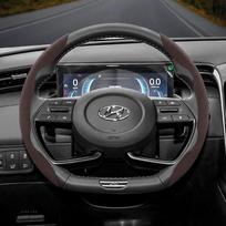 Suitable for Hyundai Anti-Slip Suede Steering Wheel Cover for Tucson I30 I20 Accent I10 Kona Elantra 5Mocha D-Shaped 2PC-