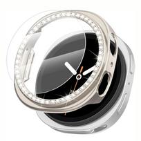 For Samsung Galaxy Watch 8 40/44mm Elegant and Shiny Rhinestone Hollow Out Watch Case and High-Definition Tempered Film Set 7 starlight watch8 44mm