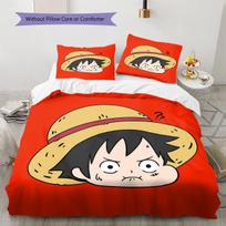One Piece Monkey D Luffy Pattern Bedding Quilt Set Quilt Cover Pillowcase Home Birthday Gift(1 * duvet cover + 2 * pillowcase, without core) 135x200cm