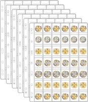 6 Sheets Coin Binder, Plastic Album Pockets for Coins, with 9 Standard Holes, 42 Compartments for Coin Collectors 6pcs white