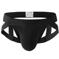 Vyriškos kelnaitės Seksualūs medvilniniai apatiniai Jockstraps Tanga M juoda