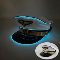 Boost Party Vibe LED Light Up Pilot Hat Adjustable Luminous Air Force Hat  Bar Concert mėlyna