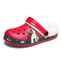 Kids Warm Lined Slides Sandals School Walking and Daily Activity Youth Everyday Footwear Casual Play Shoes Sizes 22-35 35 red