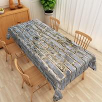Pramoninis plytų rašto staltiesė Akmens raudonų plytų vintažinė tekstūra Vandeniui atspari stalo danga Rustic valgomojo apsauga Dekoracija 100X140CM gray