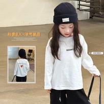 Kids Girls White Basic Long Sleeve Cotton T Shirt Korean Letter Heart Bottoming Top 170cm balta