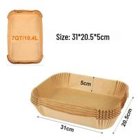 Rectangular Oil-Proof Air Fryer Baking Paper - Thickened, Disposable, Food-Grade Silicone Oil Paper for Grilling 100 Large OPP (31*20.5cm)