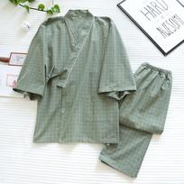 Unisex Washed Cotton Kimono Set - Summer/Spring/Autumn Lightweight Pajamas XL