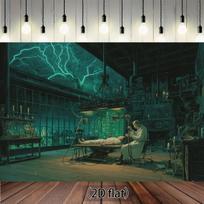 1 piece of Halloween laboratory scene backdrop - Retro crazy scientist laboratory decoration 59x51.1inch/150*130cm