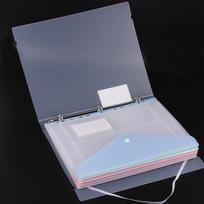 Transparent Binder Pockets File Organizer Document Pouch Loose-leaf File Bag  Stationery 1Folder and 6Pockets gray