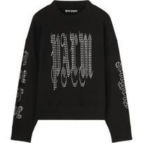 Palm Angels studded-logo cotton sweatshirt PMBA026F24FLE0031072 S gray