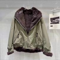 Double-Sided Mink Velet Fur Coat Women Winter Short Warm Thicken Fur Coat Women Hooded Plus Velet Cotton Coat S black