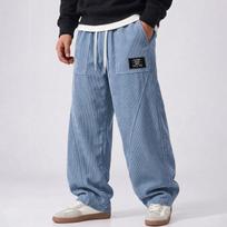 Men's Long Corduroy Pants, Trendy Versatile Casual Trousers for Everyday and Outdoor Wear XL dangaus mėlyna spalva