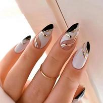24Pcs Simple Pink Press on Nails Shiny Glitter False Nail Long Almond Fake Nails with Glue Wearable Acrylic Full Cover Nail Tips white
