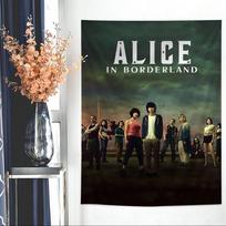Hot TV Alice In Borderland Cartoon Tapestry Art Science Fiction Room Home Decor Wall Hanging Sheets 74x94cm(29x37in) gray