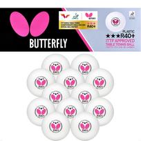 Butterfly Stalo teniso kamuoliukai 1 tuzinas, Trys žvaigždutės R40+, Balti, (95830) balta