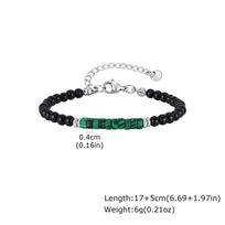 Xiaomi Vnox Natural Stone Black Onyx Bead Bracelet for Men Women, Adjustable Extension Chain Healing Stone Jewelry Birthday Party Gift gray