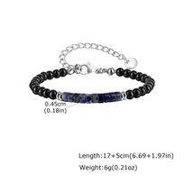 Xiaomi Vnox Natural Stone Black Onyx Bead Bracelet for Men Women, Adjustable Extension Chain Healing Stone Jewelry Birthday Party Gift black