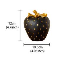 Resin Strawberry Statue Lifelike Ornament Modern Art black