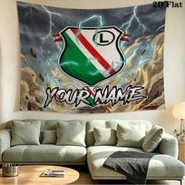 Custom Name Legia Warsaw Printed Tapestry – Wall Hanging for Bedrooms, Dorms, and Home Decor 180cm x 230cm
