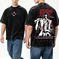 Vintage Bleach Zaraki Kenpachi Anime Summer Street Tee Women's Tshirt Unisex Tee Top Men's Cotton Short Sleeve Washed T shirt XL