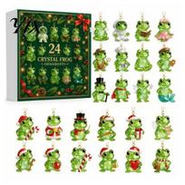 Unique Christmas Ornaments Frog Advent Calendar 2026, 24 Days 2D Acrylic Crystal Pattern Festive Tree Pendants Countdown Calendar, Frog-Themed Hanging Frog black
