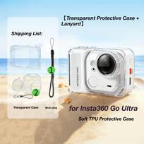 For Insta360 Go Ultra TPU Transparent Cover Anti-Scratch Drop-proof With Anti-lost Rope Full Coverage Scratch-proof Lens Cap skaidri