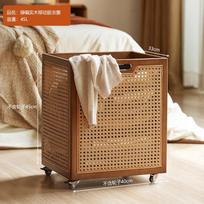 Kinų stiliaus medinis rotango skėčių stovas, laisvai pastatomas prieškambario skėčių laikymo kibiras Rattan dirty laundry basket