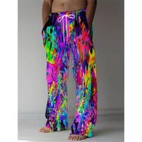 Men's 3D Abstract Pattern Printed Baggy Casual Trousers,  Elastic Drawstring Waist with Pockets, for Spring Summer Home Outdoor Vacation XL pilkšvai ruda
