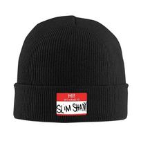1pc Slim Shady Bonnet Hats eminem Knit Hat Adult Unisex Vintage Warm Beanie Hats Spring Kpop Design Cap One Size black