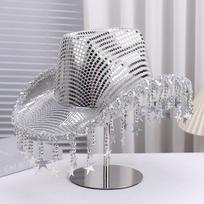 Shiny Sequin Western Cowboy Hat Silver Cowgirl Hat Fashion Sun Hat  Travel Style 3 gray
