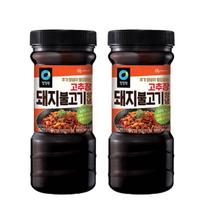 Chungjungone Gochujang Pork Bulgogi Marinade Spicy BBQ Stir Fry Glaze 840g x 2 Bottles gray