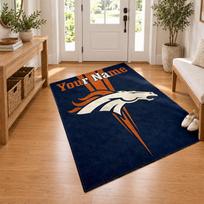 Denver Broncos Custom Name Personalized Rug Non‑Slip Doormat Floor Carpet Housewarming Birthday Gift for Family Friends 50cmx80cm