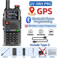 BAOFENG UV-5RH PRO GPS Walkie Talkie Bluetooth Wireless APP Programming 10W Multi Band Long Range Type-C AM Ham Two Way Radio US