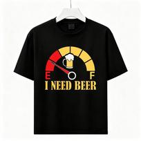 I Need Beer Fuel Gauge Funny Graphic T-Shirt Beer Lover Humor Unisex Casual Tee S yellow