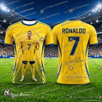 2026 New Ronaldo Fan Edition Football Jersey Kids Lightweight Comfortable Quick Dry Breathable T Shirt For Sports Fans 130 yellow