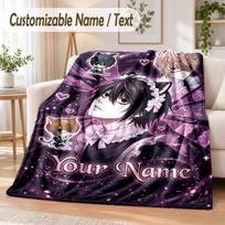 Death Note Custom Name Flannel Throw Blanket Soft Warm for Sofa Bed Indoor Home Use 80cmx120cm gray