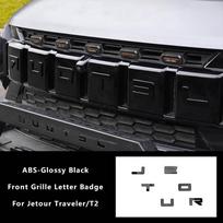 Car Front Grille Decal Fits For Jetour Traveler T2  Emblems Car Logo Sticker Badge Body Decoration Auto Exterior Letter Marking Grille letter glossy