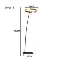 Italian Arc Floor Lamp Gold  Black LED Fishing Ring Light Creative Loft Sofa Living Room Bedroom Corner Dinner Standing Lamp